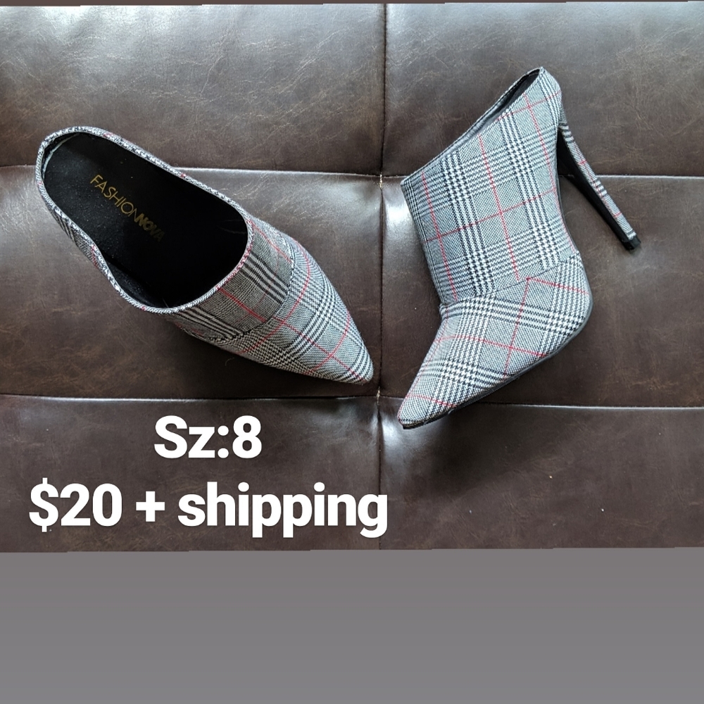 Plaid sandal heels